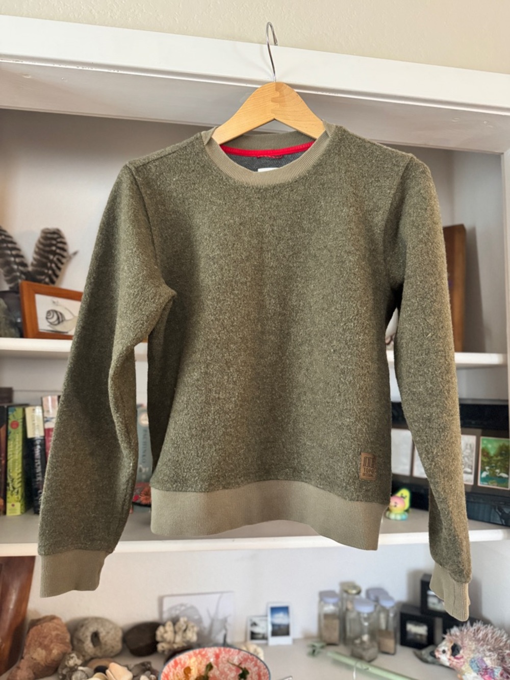 Topo Designs Global Wool Crewneck Sweater - Women's - size small - olive green